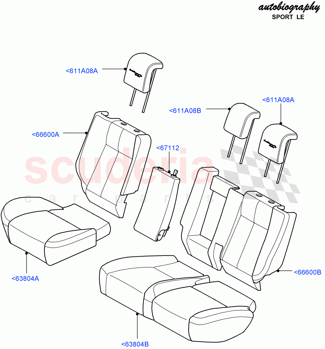 Rear Seat Covers (Autobiography Sport LE) (Windsor (M-L)) ((V) FROMCA000001) of Land Rover Land Rover Range Rover Sport (2010-2013) [5.0 OHC SGDI SC V8 Petrol]