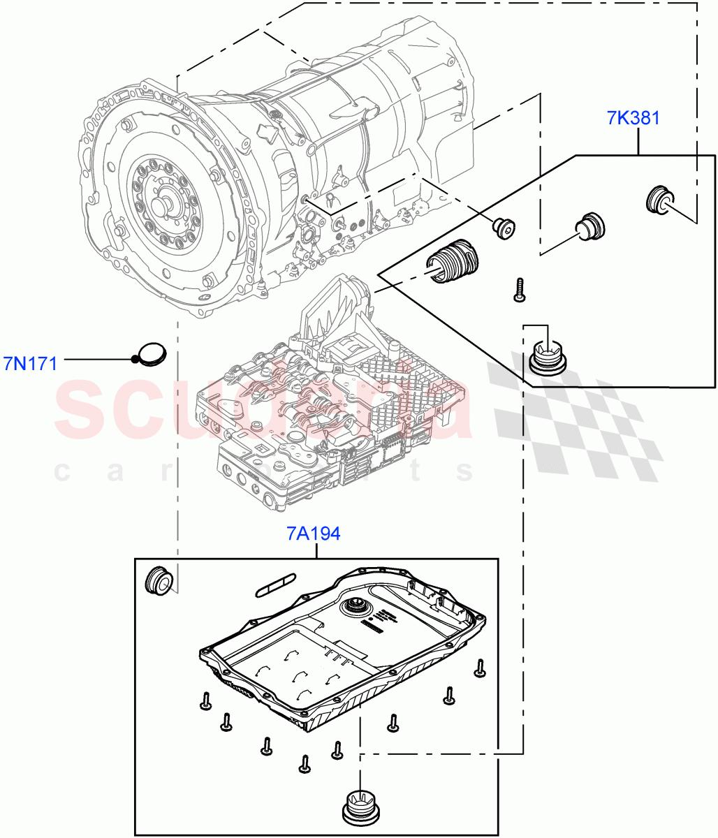 Transmission External Components (5.0L P AJ133 DOHC CDA S/C Enhanced, 8 Speed Auto Trans ZF 8HP70 4WD) ((V) FROMKA000001) of Land Rover Land Rover Range Rover Velar (2017+) [2.0 Turbo Diesel]