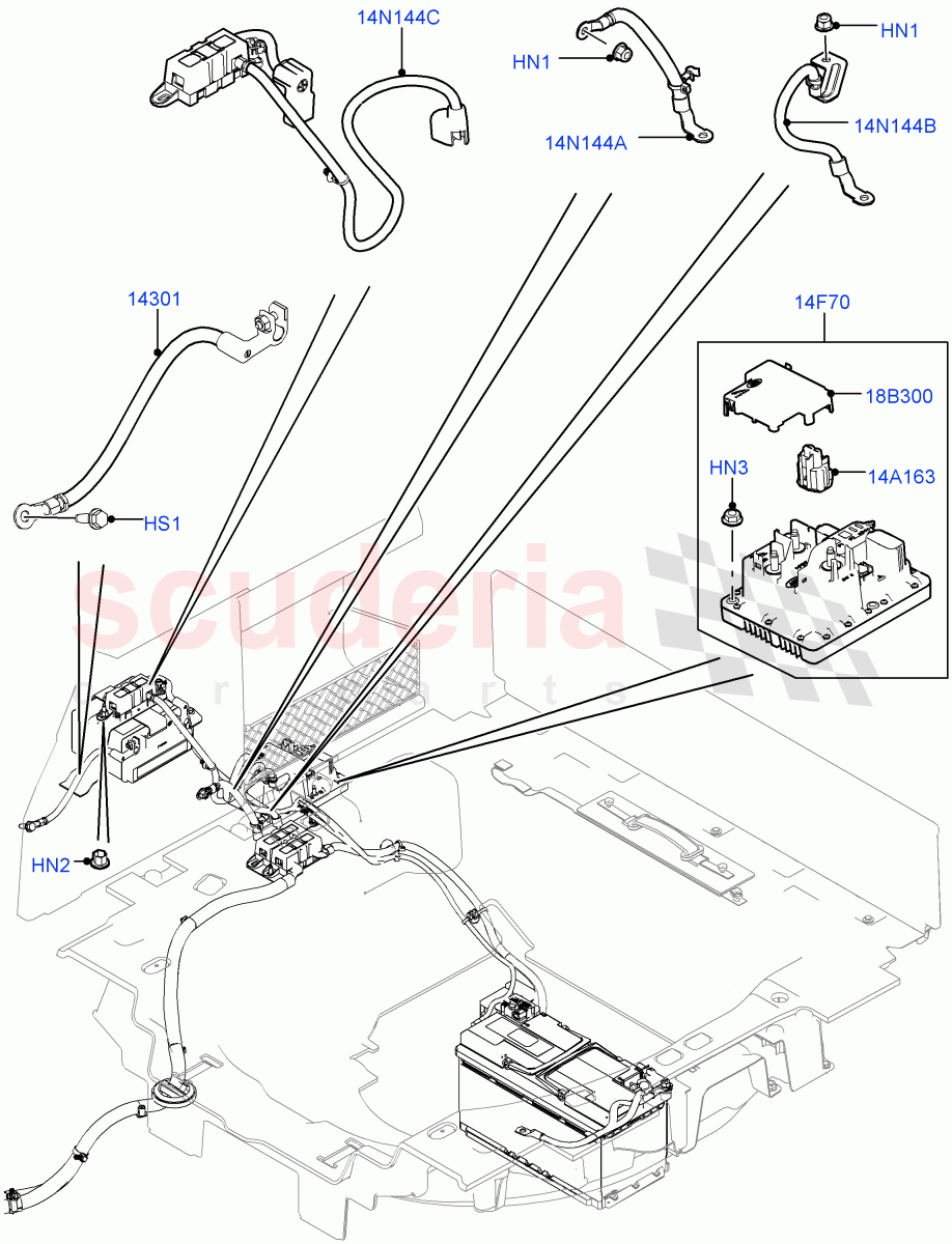 Battery Cables And Horn (Battery Cables) (Starter - Stop/Start System, Auxillary Battery 14AH B19) of Land Rover Land Rover Range Rover Sport (2014+) [2.0 Turbo Petrol GTDI]