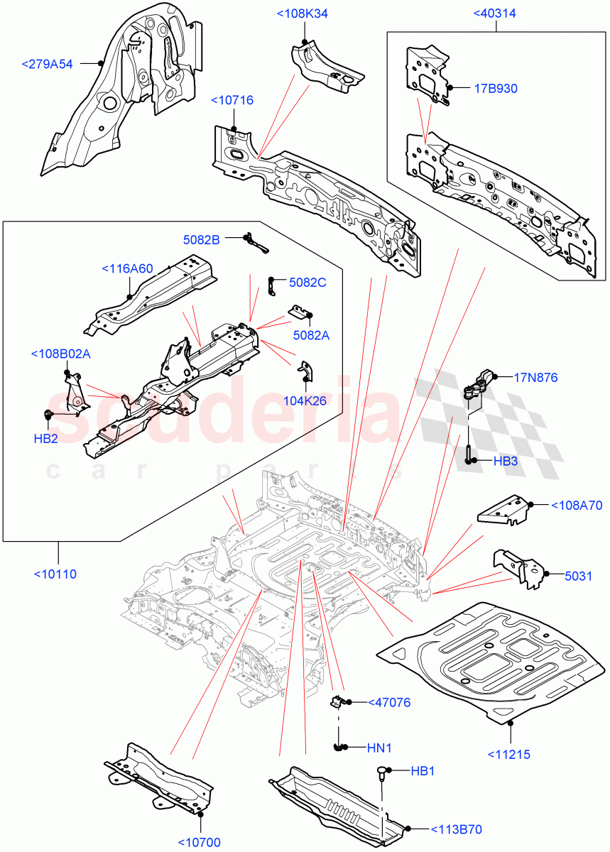 Floor Pan - Centre And Rear (Standard Wheelbase) (Changsu (China)) of Land Rover Land Rover Range Rover Evoque (2019+) [2.0 Turbo Diesel]