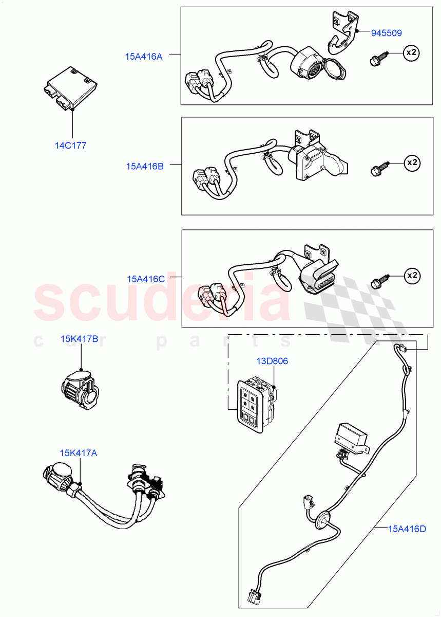 Towing Electrics (Accessory) of Land Rover Land Rover Range Rover Sport (2014+) [3.0 I6 Turbo Diesel AJ20D6]