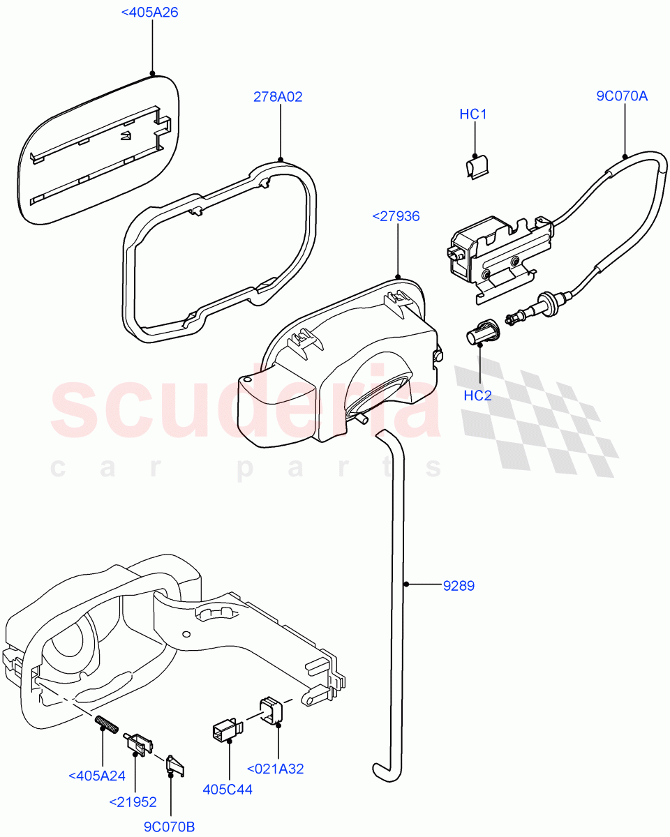 Fuel Tank Filler Door And Controls ((V) TO9A999999) of Land Rover Land Rover Range Rover Sport (2005-2009) [2.7 Diesel V6]