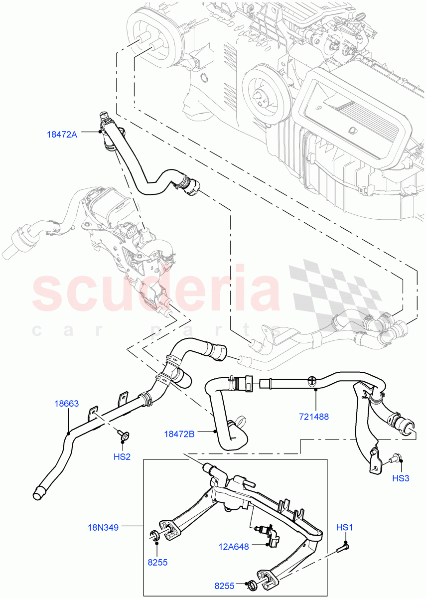 Heater Hoses (Front) (3.0L DOHC GDI SC V6 PETROL, Park Heating With Remote Control, With Park Heating) ((V) FROMJA000001, (V) TOJA999999) of Land Rover Land Rover Range Rover Sport (2014+) [3.0 Diesel 24V DOHC TC]