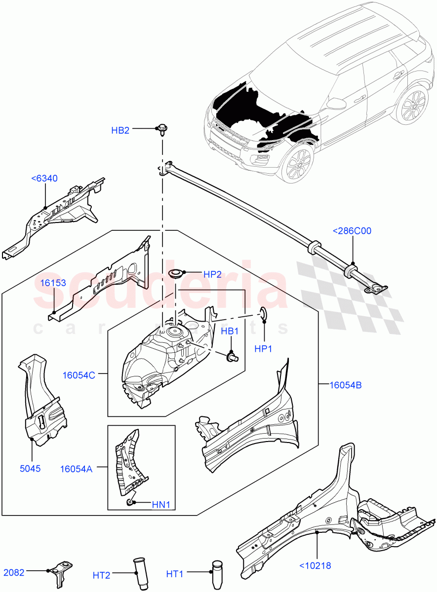 Front Panels, Aprons & Side Members (Aprons And Side Members) (Halewood (UK)) of Land Rover Land Rover Range Rover Evoque (2012-2018) [2.0 Turbo Diesel]