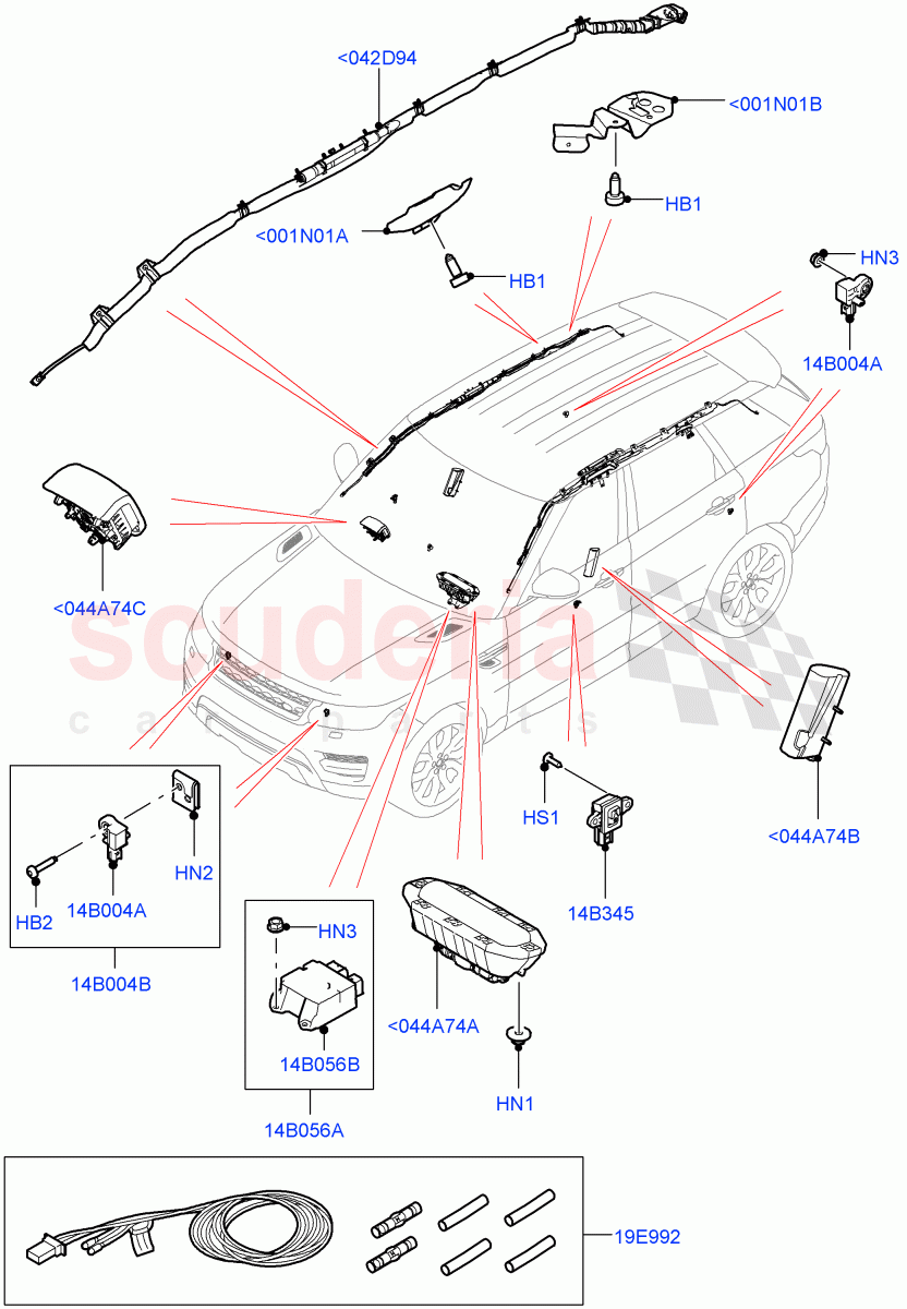 Airbag System (Airbag Modules) ((V) FROMJA000001) of Land Rover Land Rover Range Rover Sport (2014+) [3.0 I6 Turbo Diesel AJ20D6]