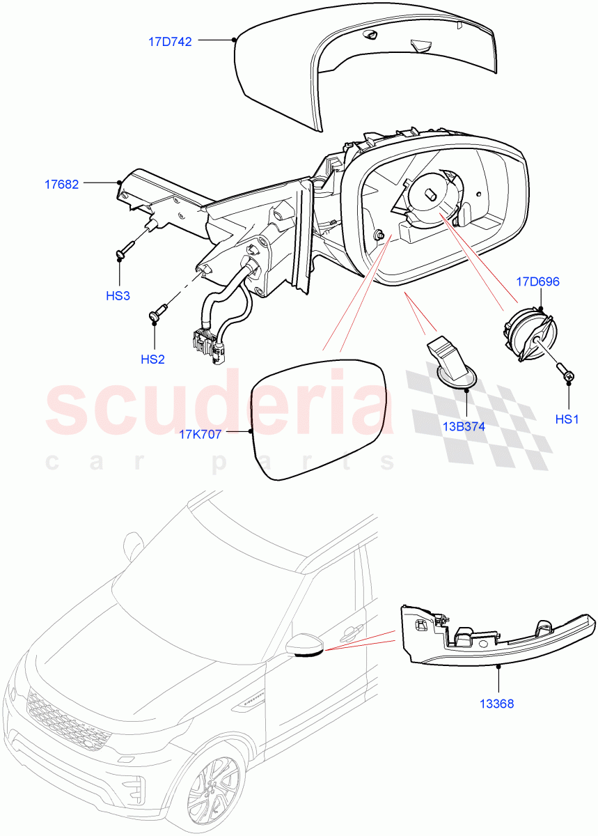 Exterior Rear View Mirror (Solihull Plant Build) ((V) FROMHA000001) of Land Rover Land Rover Discovery 5 (2017+) [2.0 Turbo Diesel]
