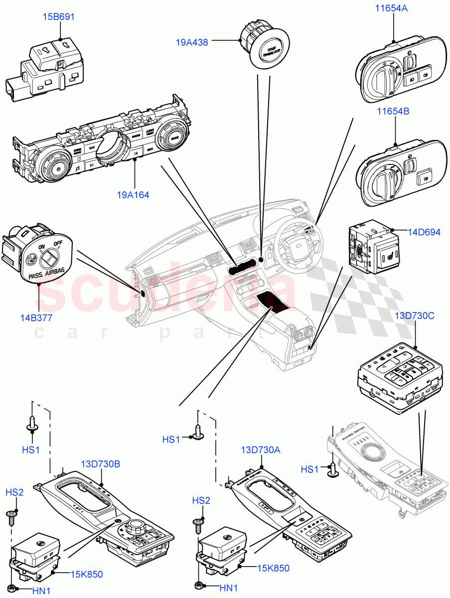 Switches (Facia And Console) ((V) FROMAA000001) of Land Rover Land Rover Range Rover Sport (2010-2013) [3.6 V8 32V DOHC EFI Diesel]