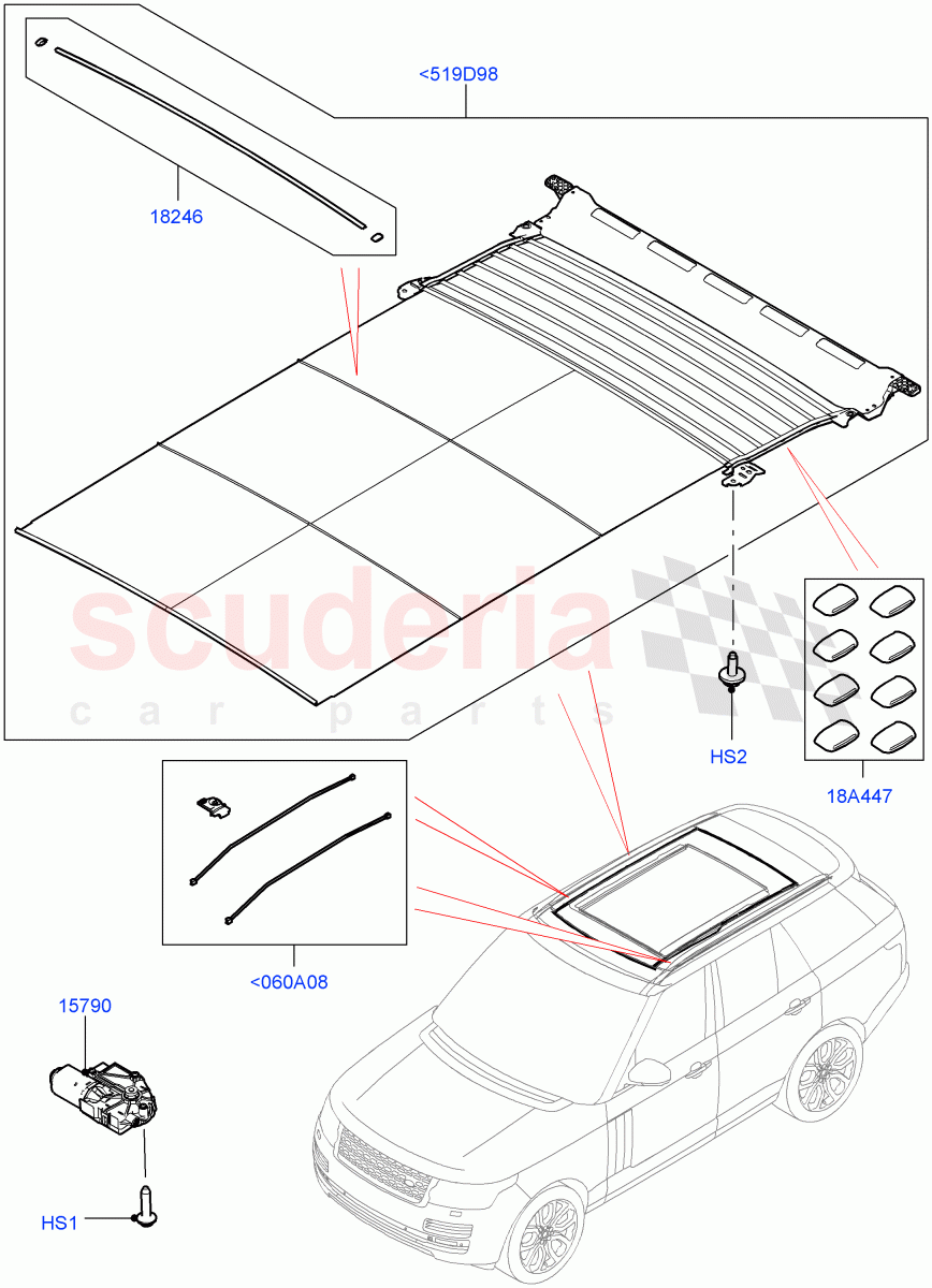 Sliding Roof Mechanism And Controls (Sun Blinds) (With Roof Conversion-Panorama Roof) ((V) FROMFA000001) of Land Rover Land Rover Range Rover (2012-2021) [5.0 OHC SGDI SC V8 Petrol]