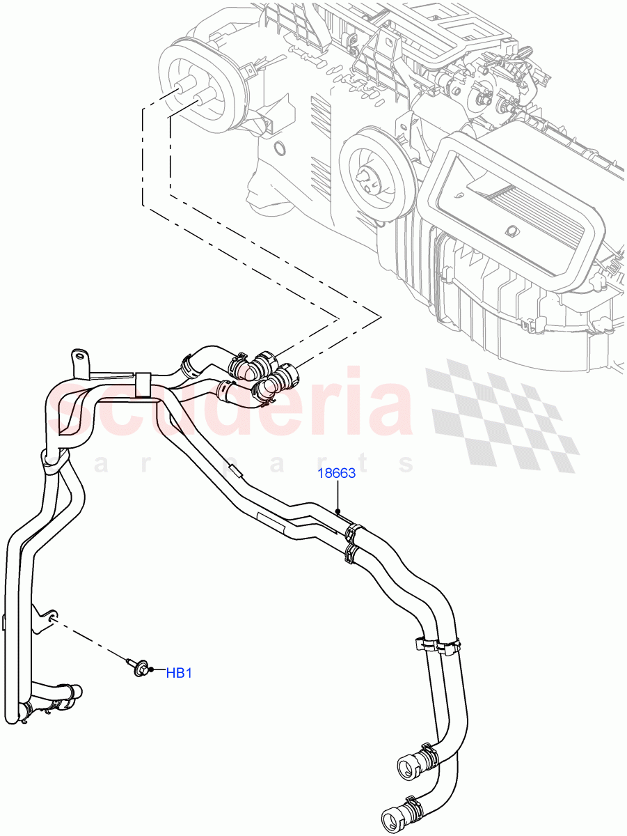 Heater Hoses (Nitra Plant Build) (2.0L I4 DSL MID DOHC AJ200, With Ptc Heater, Premium Air Conditioning-Front/Rear, 2.0L I4 DSL HIGH DOHC AJ200, Less Heater) ((V) FROMK2000001) of Land Rover Land Rover Discovery 5 (2017+) [2.0 Turbo Diesel]
