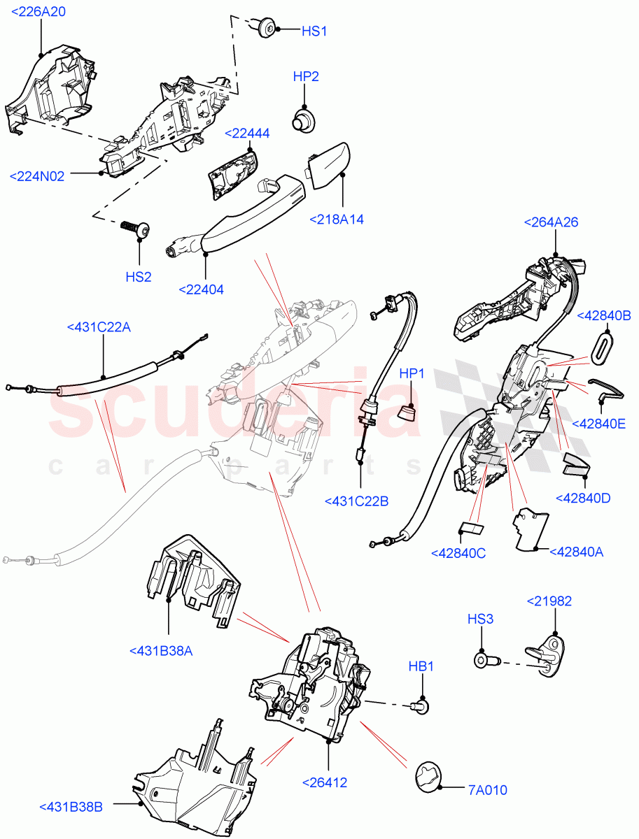 Rear Door Lock Controls (Nitra Plant Build) ((V) FROMK2000001) of Land Rover Land Rover Discovery 5 (2017+) [2.0 Turbo Petrol AJ200P]