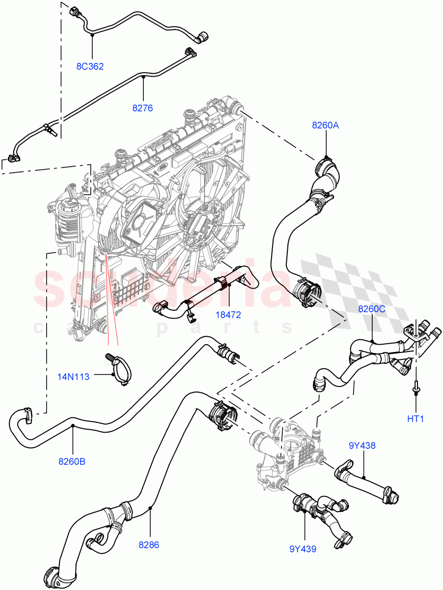 Cooling System Pipes And Hoses (4.4L DOHC DITC V8 Diesel) ((V) TOJA999999) of Land Rover Land Rover Range Rover (2012-2021) [4.4 DOHC Diesel V8 DITC]