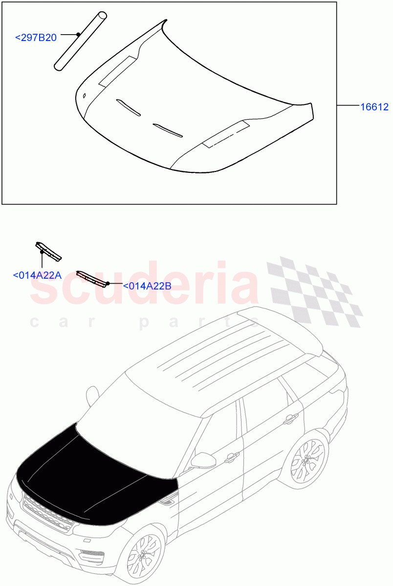 Hood And Related Parts (Bonnet - Body Colour Carbon Fibre, Bonnet - Exposed Carbon Fibre) ((V) FROMJA000001) of Land Rover Land Rover Range Rover Sport (2014+) [2.0 Turbo Petrol GTDI]