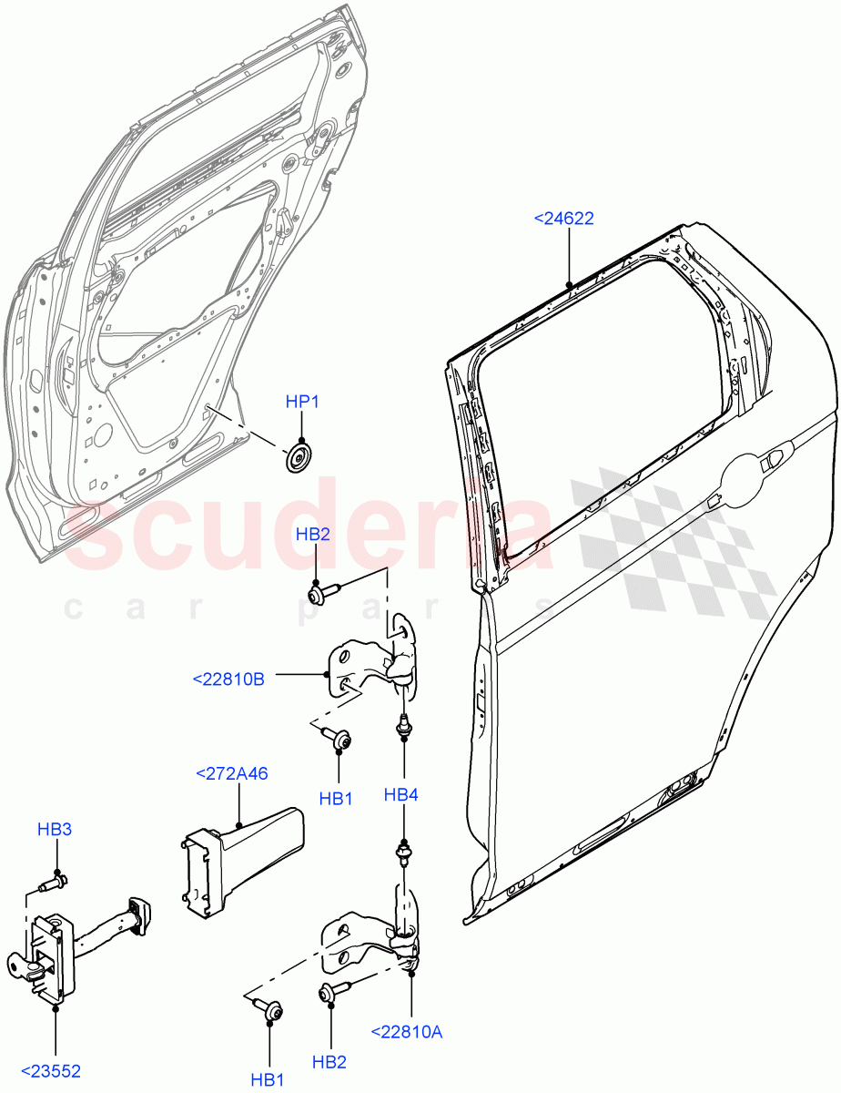 Rear Doors, Hinges & Weatherstrips (Door And Fixings) (Itatiaia (Brazil)) ((V) FROMGT000001) of Land Rover Land Rover Discovery Sport (2015+) [2.0 Turbo Petrol GTDI]
