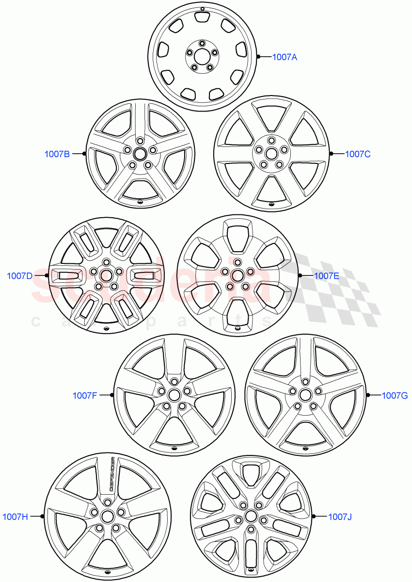 Wheels of Land Rover Land Rover Defender (2020+) [5.0 OHC SGDI SC V8 Petrol]