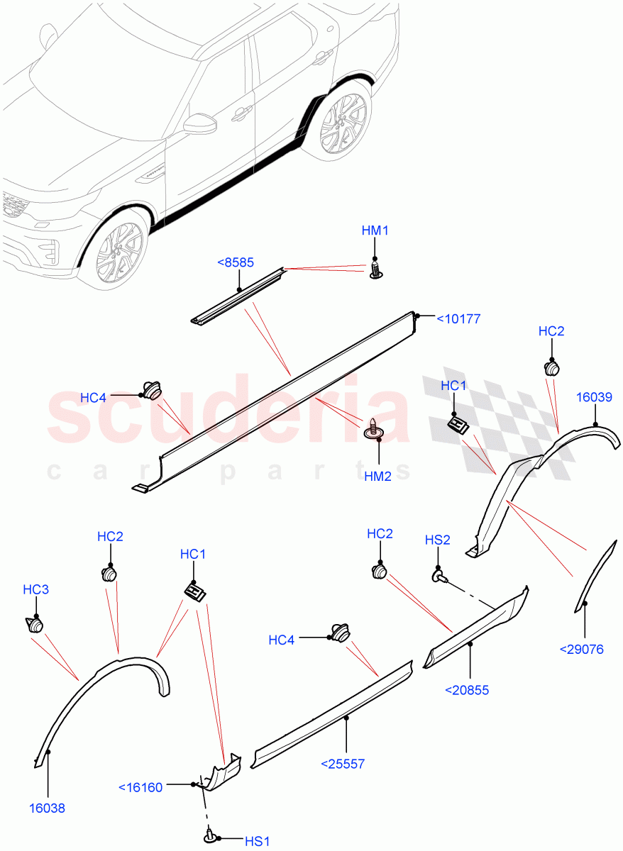 Body Mouldings (Solihull Plant Build) ((V) FROMHA000001) of Land Rover Land Rover Discovery 5 (2017+) [3.0 DOHC GDI SC V6 Petrol]