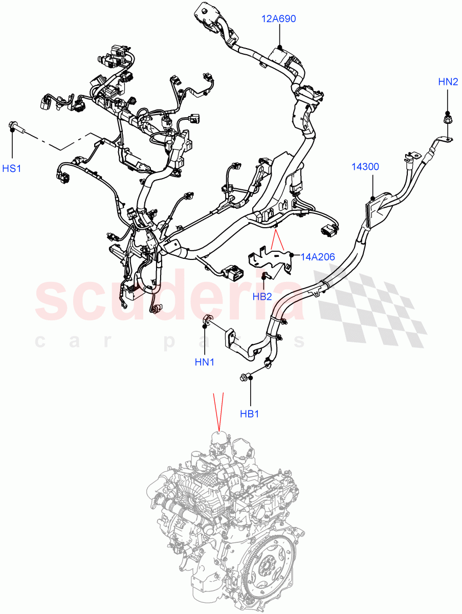 Electrical Wiring - Engine And Dash (Engine) (1.5L AJ20P3 Petrol High PHEV, Changsu (China)) ((V) FROMKG446857) of Land Rover Land Rover Discovery Sport (2015+) [2.0 Turbo Diesel]