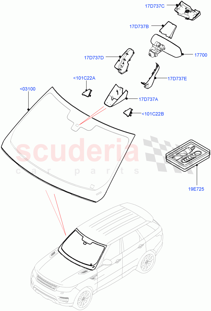 Windscreen/Inside Rear View Mirror of Land Rover Land Rover Range Rover Sport (2014+) [3.0 DOHC GDI SC V6 Petrol]