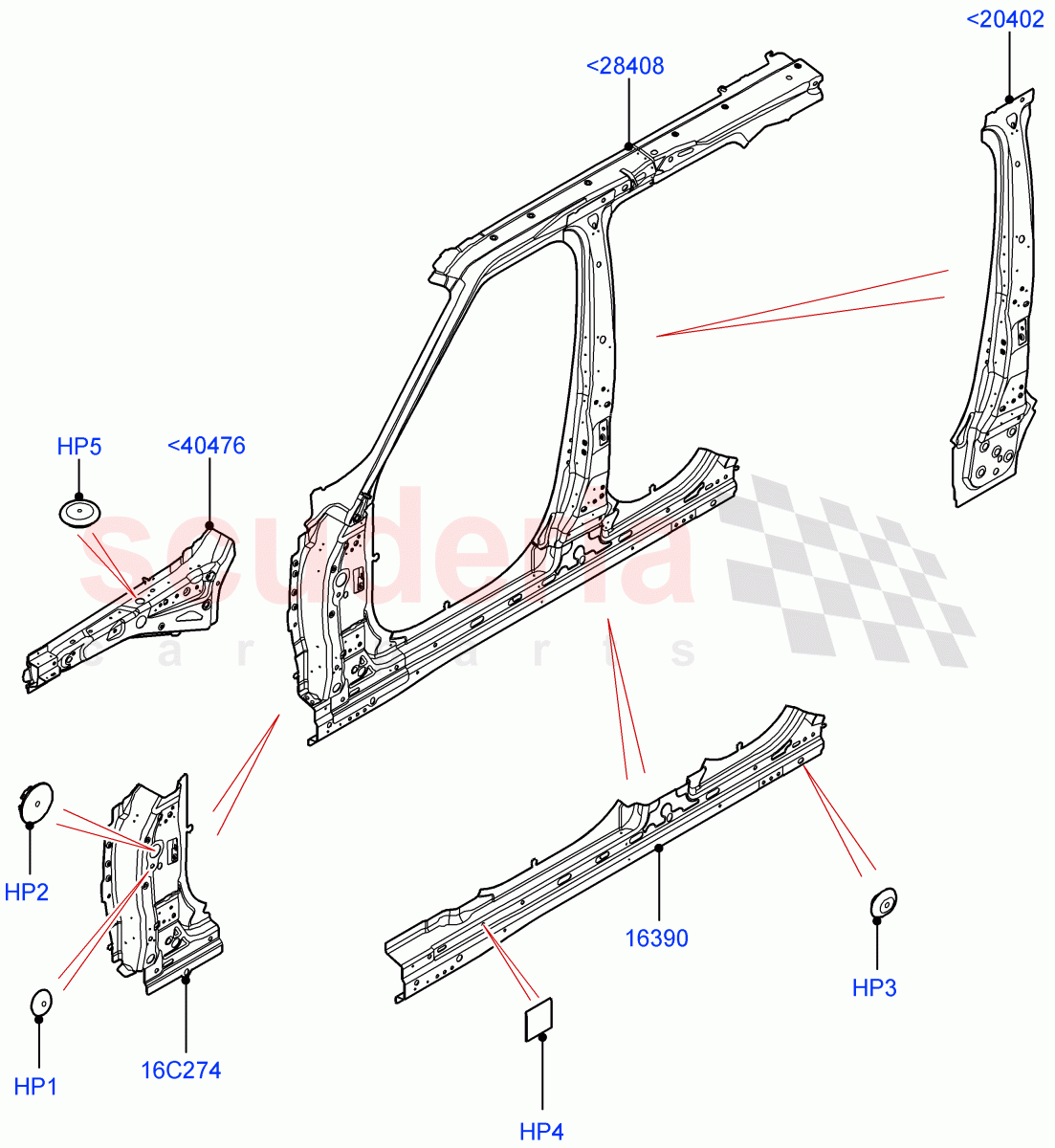 Side Panels - Inner (Middle - Front) of Land Rover Land Rover Range Rover Sport (2014+) [3.0 I6 Turbo Diesel AJ20D6]