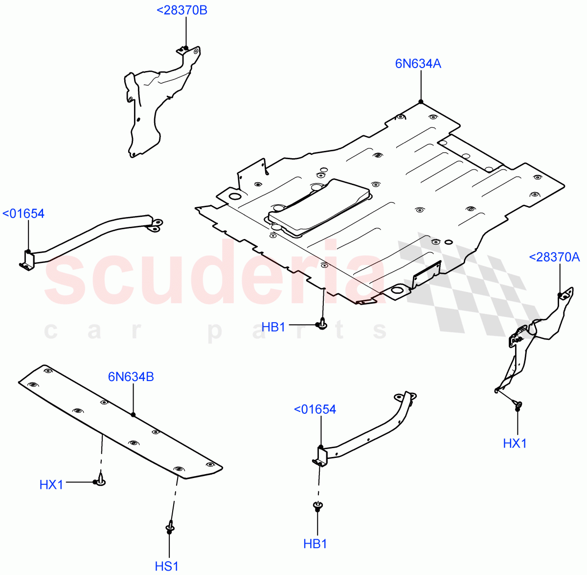 Splash And Heat Shields (Front Section) (Changsu (China)) of Land Rover Land Rover Range Rover Evoque (2019+) [2.0 Turbo Diesel AJ21D4]