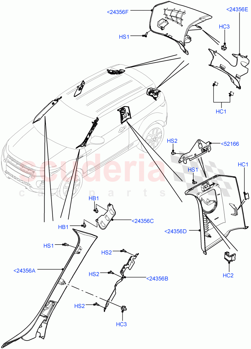 Side Trim (Front And Rear) (3 Door, Halewood (UK)) of Land Rover Land Rover Range Rover Evoque (2012-2018) [2.0 Turbo Petrol AJ200P]