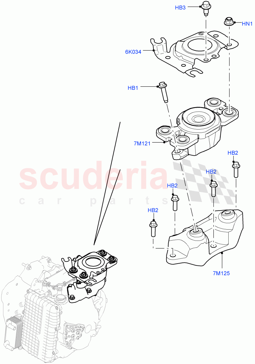 Transmission Mounting (2.2L CR DI 16V Diesel, 9 Speed Auto AWD, Halewood (UK)) of Land Rover Land Rover Discovery Sport (2015+) [1.5 I3 Turbo Petrol AJ20P3]
