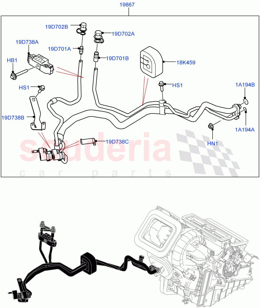 Air Conditioning System (Halewood (UK), A/C HF01234YF w/Intrnl Heat Exchng, Electric Engine Battery-PHEV, Air Con Refrigerant-HF01234YF) ((V) FROMMH000001) of Land Rover Land Rover Discovery Sport (2015+) [1.5 I3 Turbo Petrol AJ20P3]