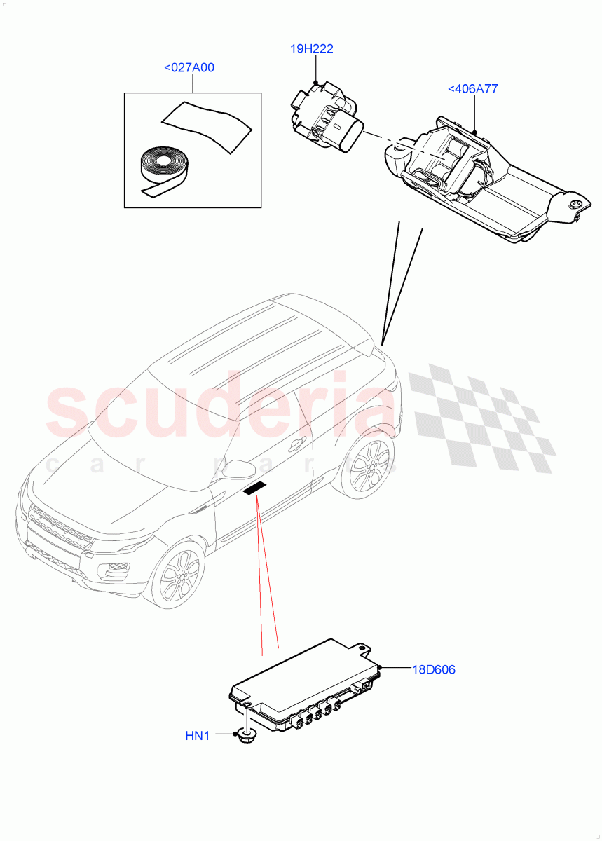 Camera Equipment (Halewood (UK), Rear View Camera-Fixed) ((V) FROMEH000001) of Land Rover Land Rover Range Rover Evoque (2012-2018) [2.0 Turbo Petrol AJ200P]