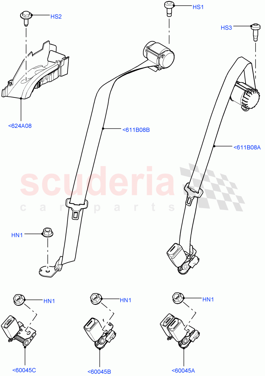 Rear Seat Belts (Itatiaia (Brazil)) ((V) FROMGT000001) of Land Rover Land Rover Range Rover Evoque (2012-2018) [2.0 Turbo Petrol AJ200P]