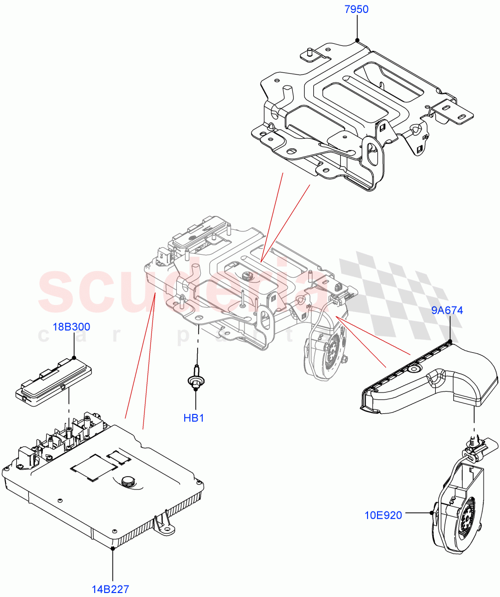 Hybrid Electrical Modules (MHEV Converter, Cooling Duct And Fans) (Electric Engine Battery-MHEV) ((V) FROMMA000001) of Land Rover Land Rover Range Rover Velar (2017+) [3.0 I6 Turbo Diesel AJ20D6]
