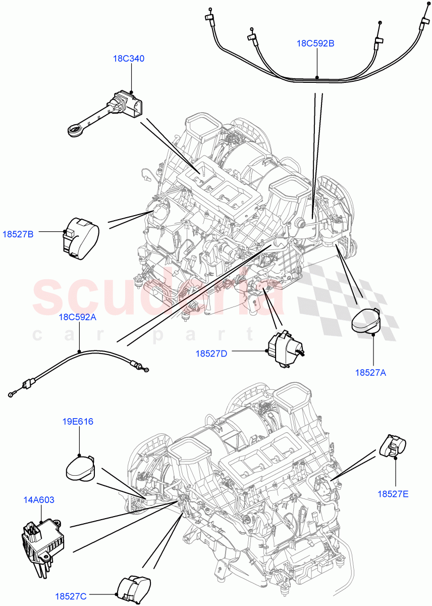 Heater/Air Cond.Internal Components (Page B) ((V) FROMAA000001) of Land Rover Land Rover Range Rover (2010-2012) [4.4 DOHC Diesel V8 DITC]