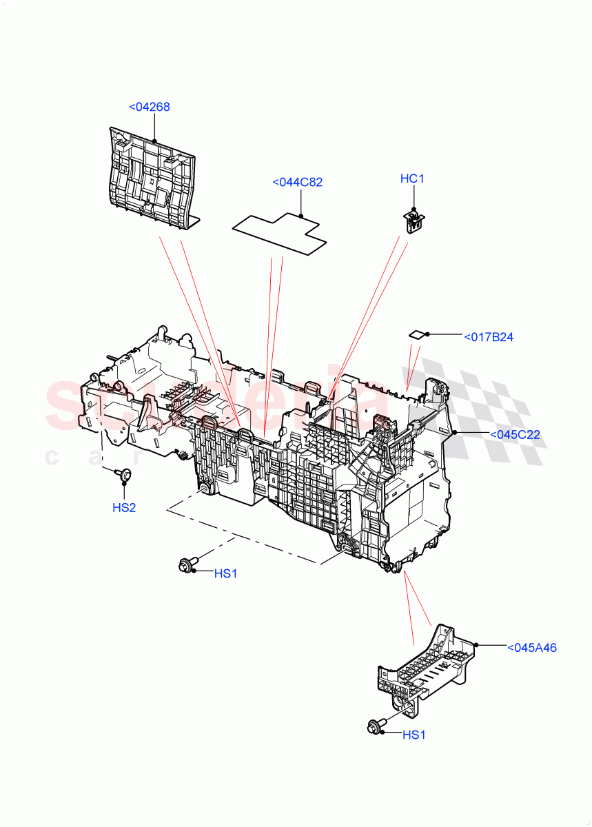 Console - Floor (Internal Components, Nitra Plant Build) ((V) FROMK2000001, (V) TOL2999999) of Land Rover Land Rover Discovery 5 (2017+) [3.0 Diesel 24V DOHC TC]