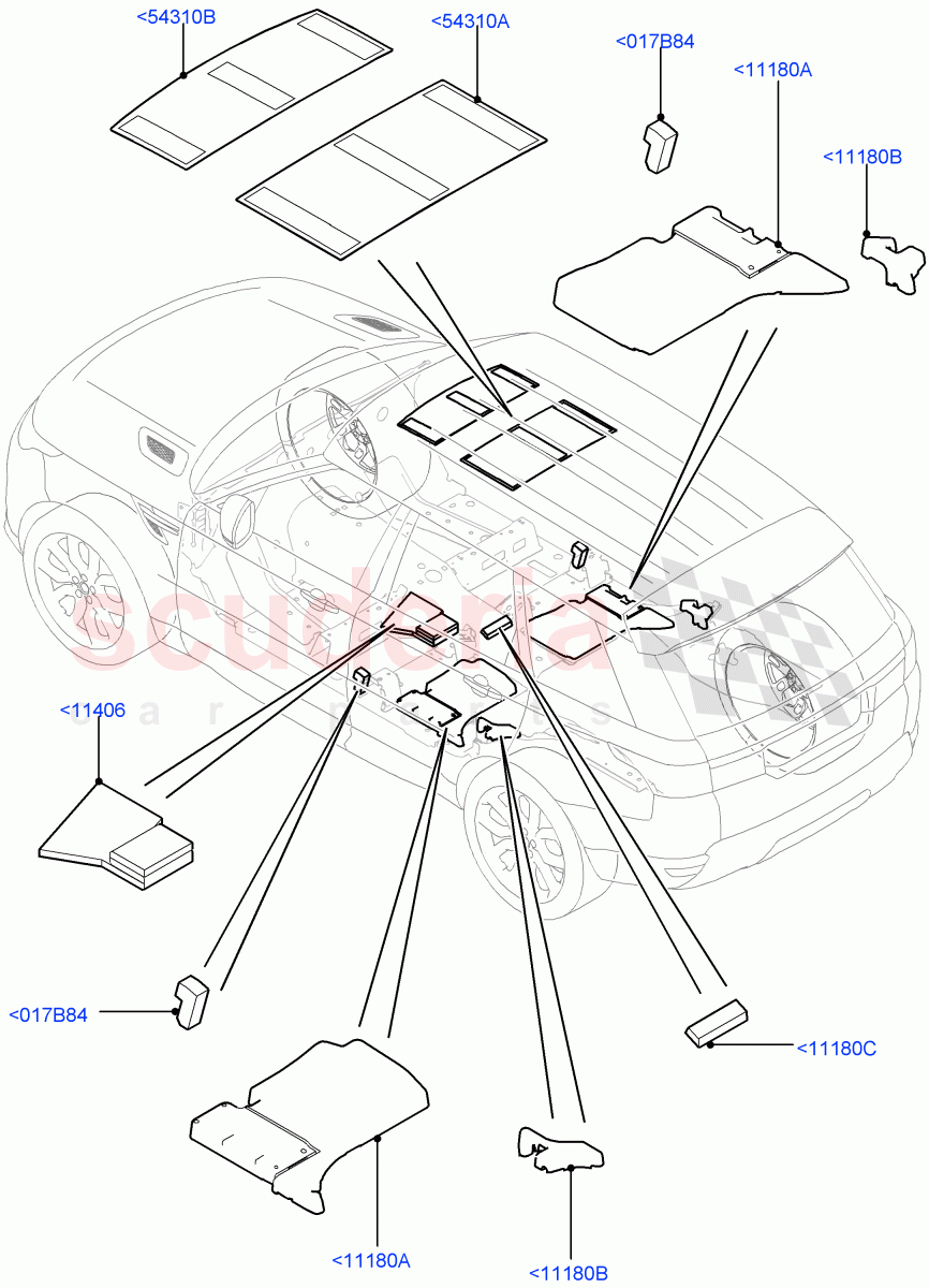 Insulators - Rear (Passenger Compartment) of Land Rover Land Rover Range Rover Sport (2014+) [3.0 Diesel 24V DOHC TC]