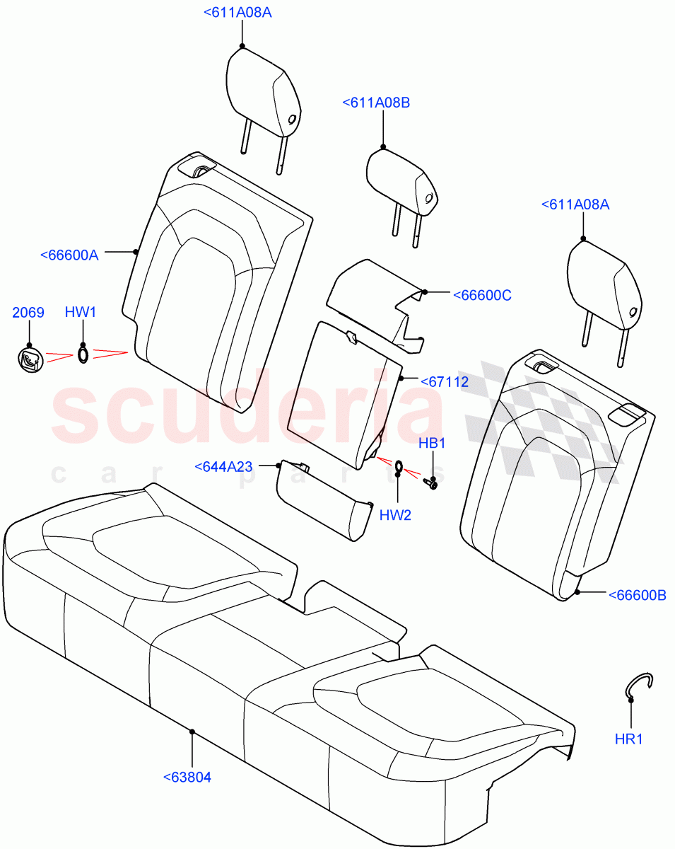 Rear Seat Covers (PVU Perforated, Rr Seat 40/20/40 Fixed Cushion) ((V) FROMP2000001) of Land Rover Land Rover Defender (2020+) [2.0 Turbo Diesel]