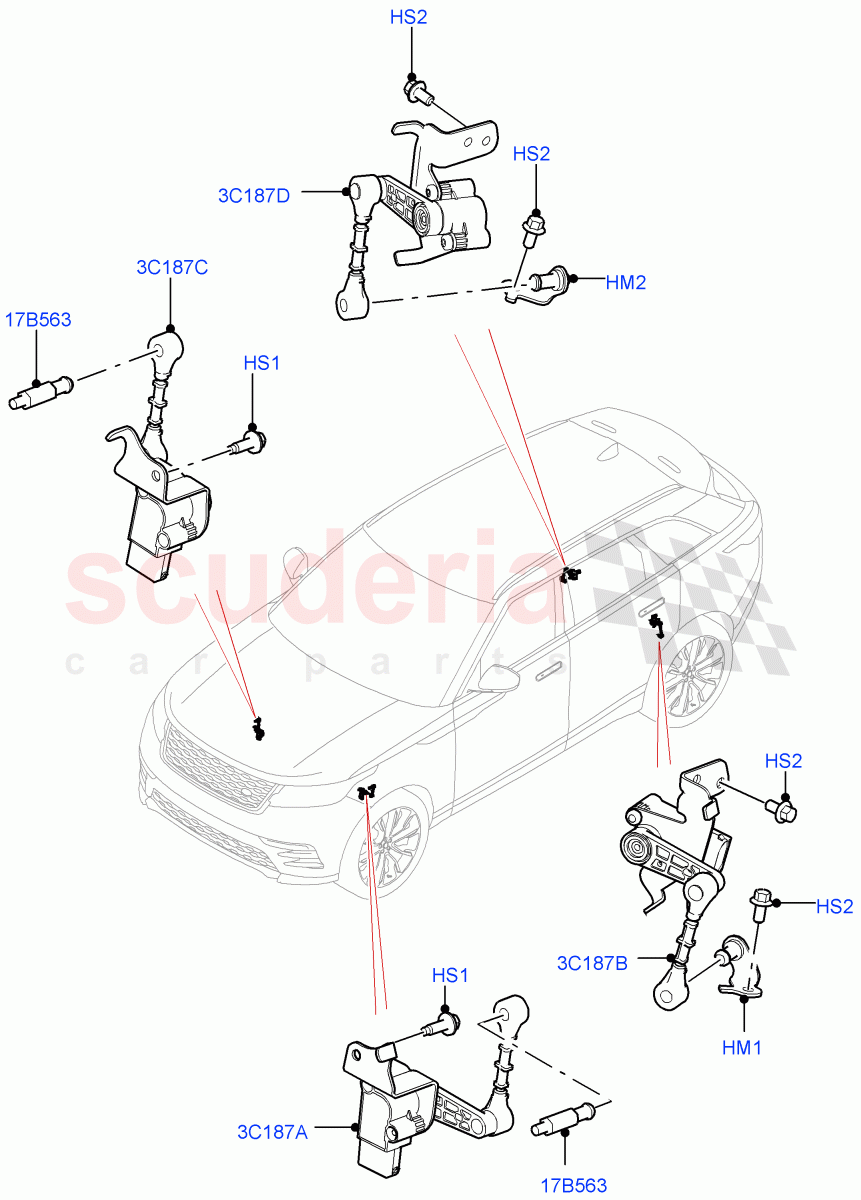 Air Suspension Controls/Electrics ((V) TOLA999999) of Land Rover Land Rover Range Rover Velar (2017+) [3.0 Diesel 24V DOHC TC]