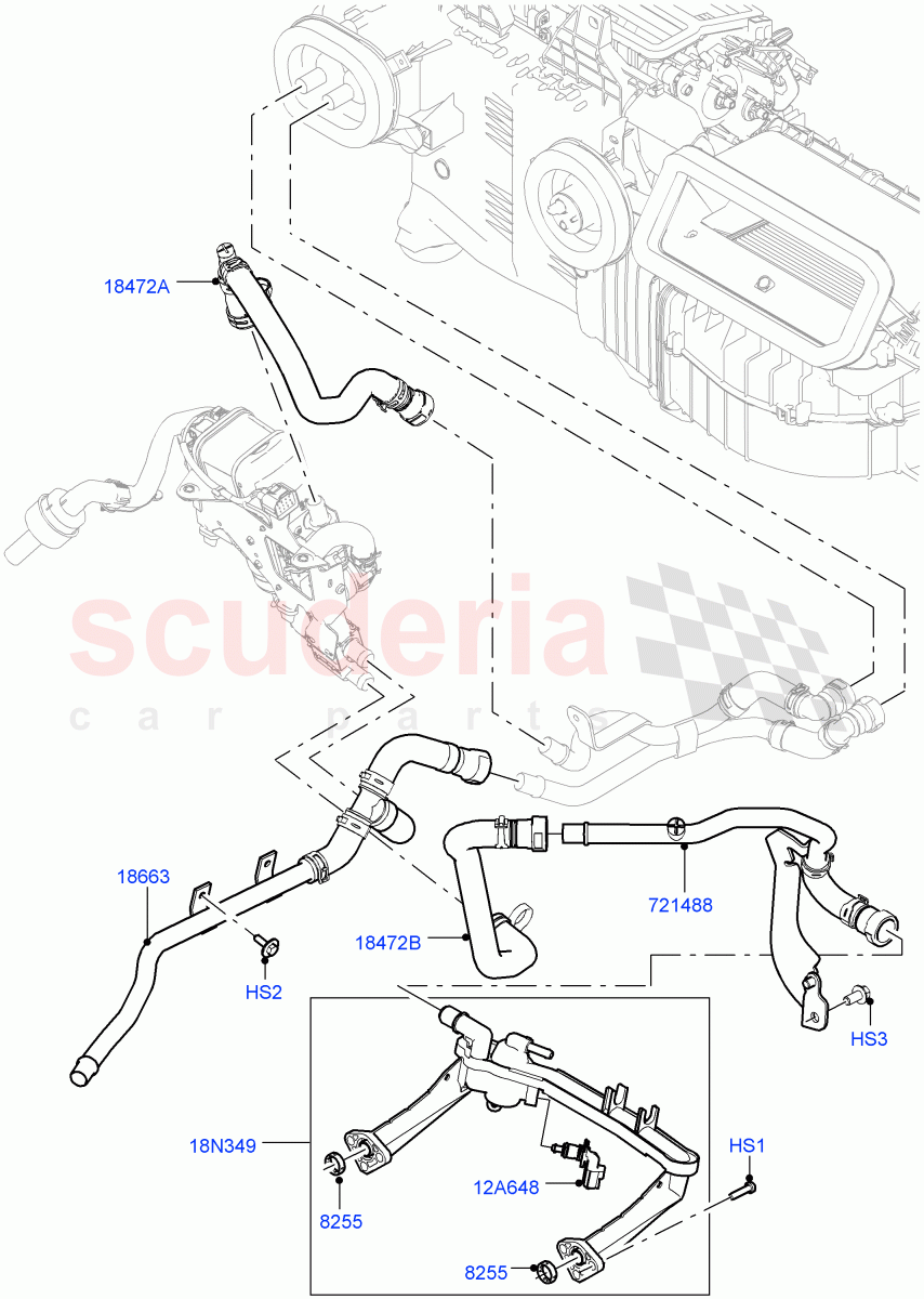 Heater Hoses (Front) (3.0L DOHC GDI SC V6 PETROL, Park Heating With Remote Control, With Park Heating) ((V) FROMJA000001, (V) TOJA999999) of Land Rover Land Rover Range Rover (2012-2021) [3.0 DOHC GDI SC V6 Petrol]