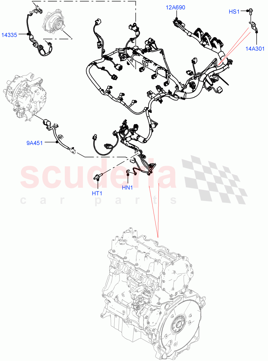 Engine Harness (2.0L AJ21D4 Diesel Mid, Halewood (UK)) ((V) FROMMH000001) of Land Rover Land Rover Range Rover Evoque (2019+) [2.0 Turbo Petrol AJ200P]