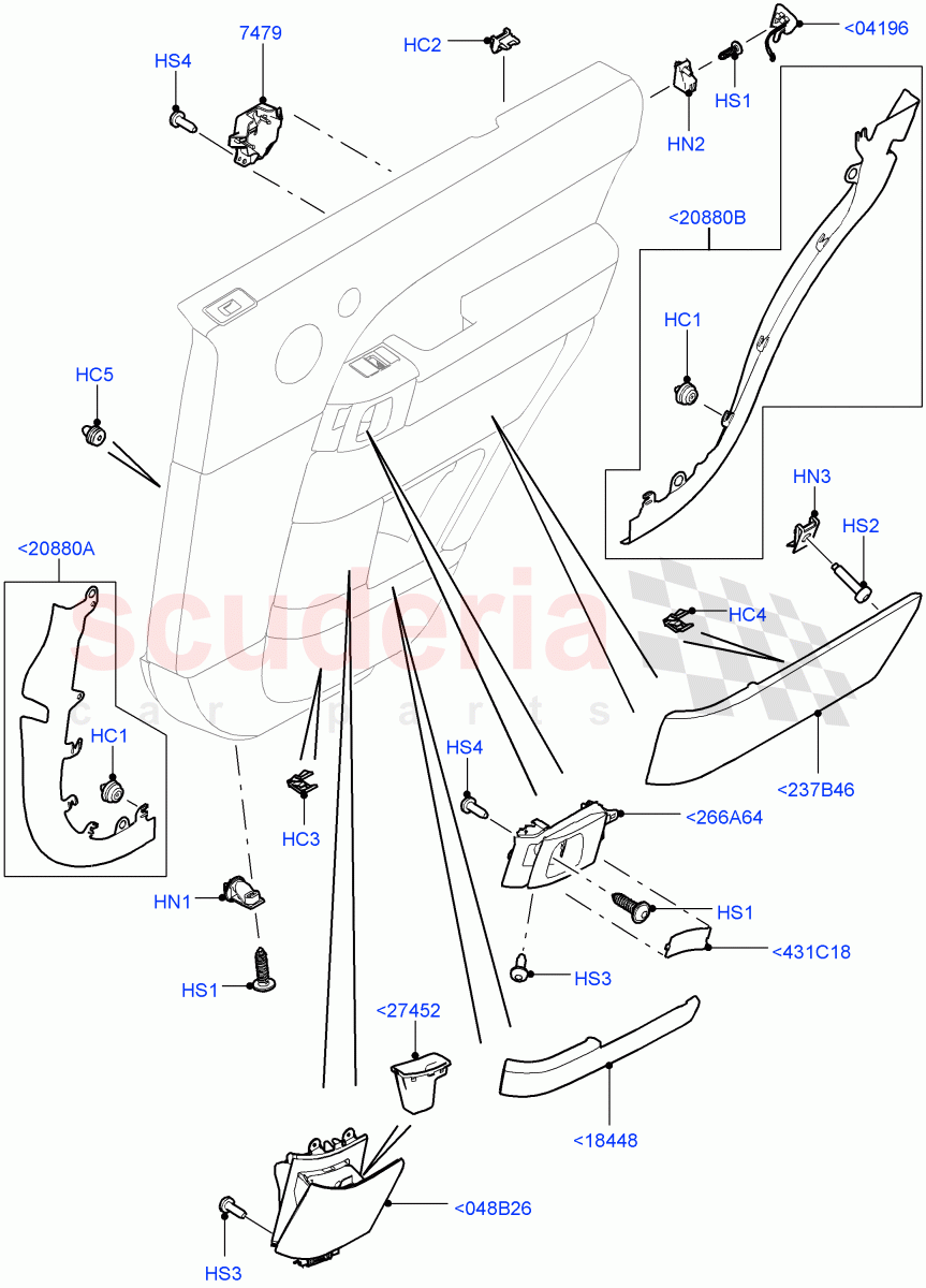Rear Door Trim Installation (Finishers And Mouldings) (Standard Wheelbase) ((V) TOHA999999) of Land Rover Land Rover Range Rover (2012-2021) [3.0 I6 Turbo Diesel AJ20D6]