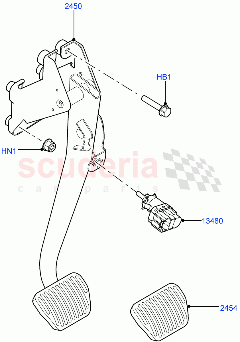 Brake And Clutch Controls (Nitra Plant Build) ((V) FROMK2000001) of Land Rover Land Rover Discovery 5 (2017+) [2.0 Turbo Petrol AJ200P]