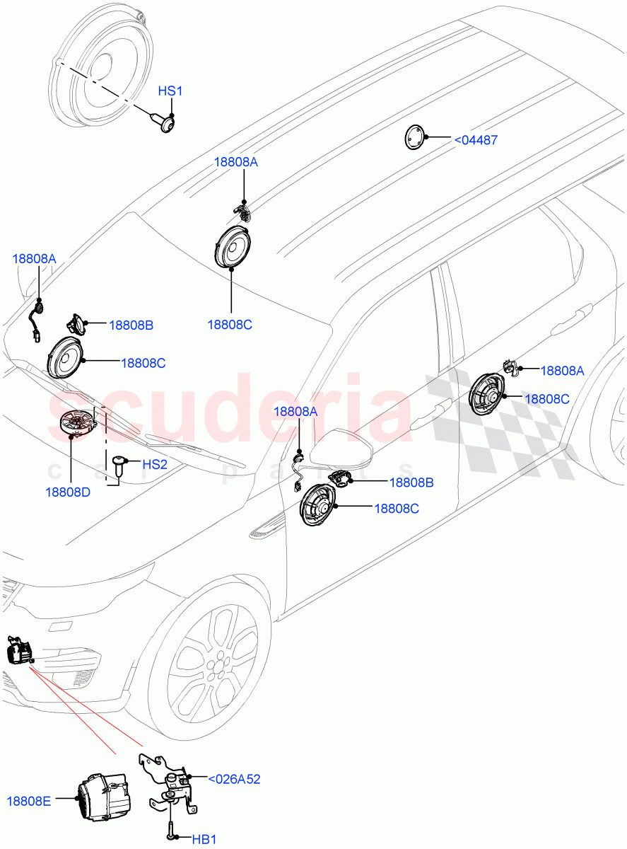 Speakers (Halewood (UK), Mid Performance Sound System) of Land Rover Land Rover Discovery Sport (2015+) [2.0 Turbo Petrol AJ200P]