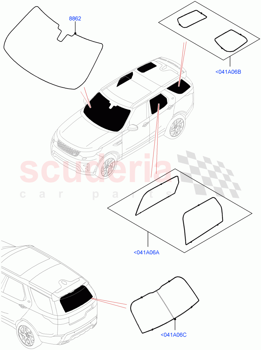 Touring Accessories (Sun Blinds, Solihull Plant Build, Nitra Plant Build) of Land Rover Land Rover Discovery 5 (2017+) [3.0 Diesel 24V DOHC TC]