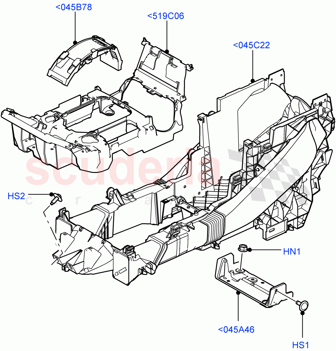 Console - Floor (Internal Components, For Carrier Assy) ((V) FROMAA000001) of Land Rover Land Rover Discovery 4 (2010-2016) [4.0 Petrol V6]