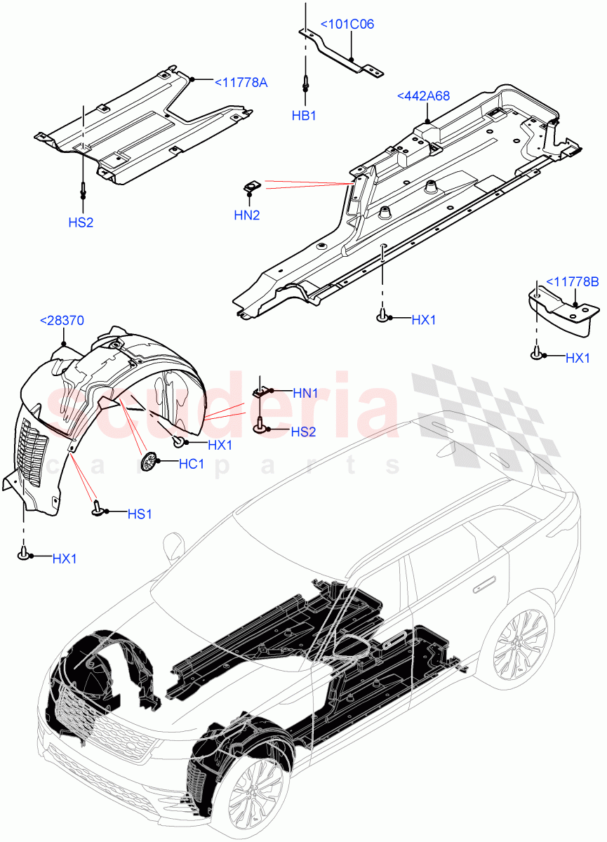 Front Panels, Aprons & Side Members (Wheelhouse) of Land Rover Land Rover Range Rover Velar (2017+) [5.0 OHC SGDI SC V8 Petrol]