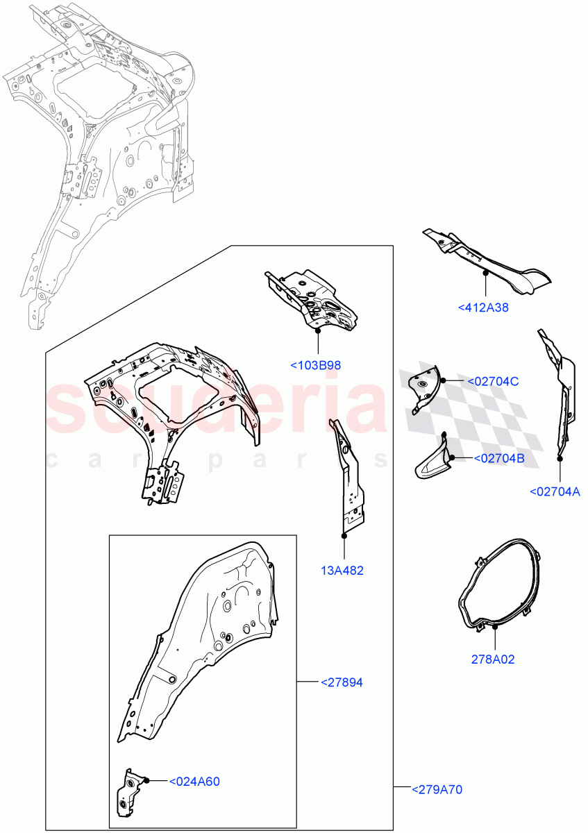 Side Panels - Inner (Middle - Rear, Inner - Rear) (Halewood (UK)) of Land Rover Land Rover Range Rover Evoque (2019+) [2.0 Turbo Diesel]