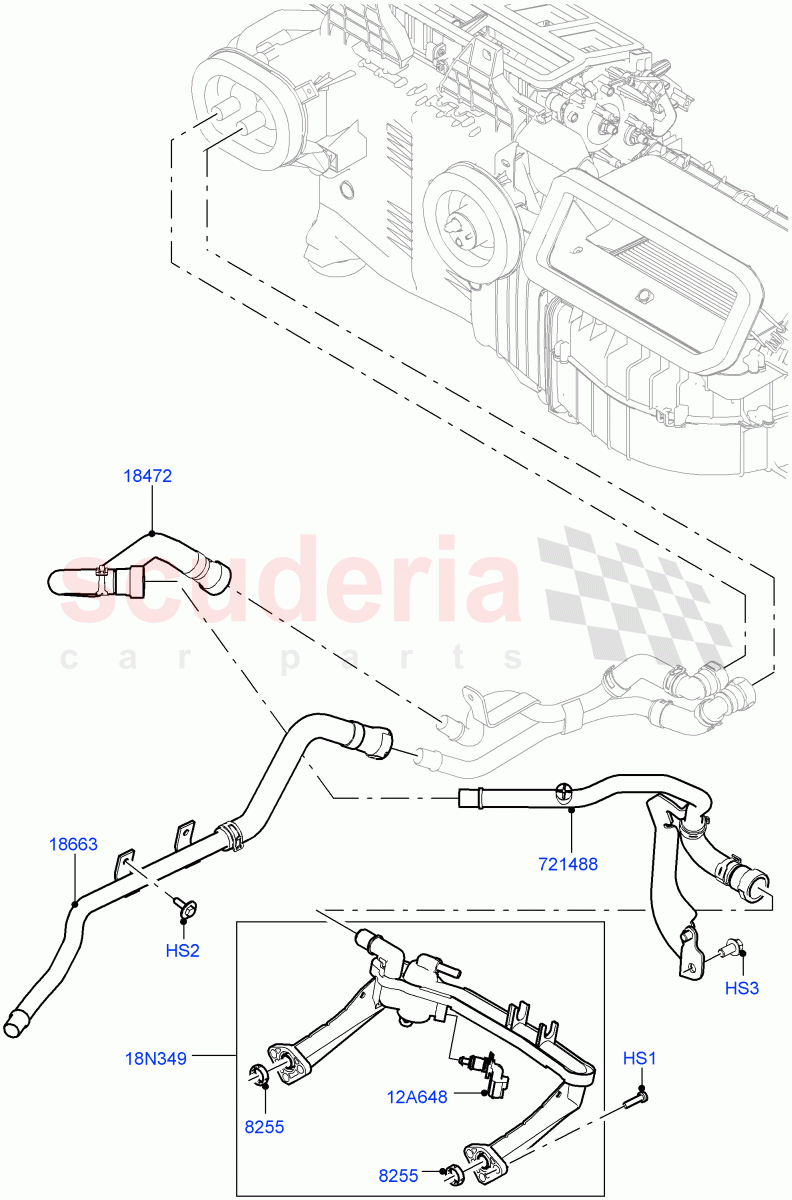 Heater Hoses (Front) (3.0L DOHC GDI SC V6 PETROL, With Ptc Heater, With Fresh Air Heater, Less Heater) ((V) FROMEA000001) of Land Rover Land Rover Range Rover (2012-2021) [5.0 OHC SGDI NA V8 Petrol]