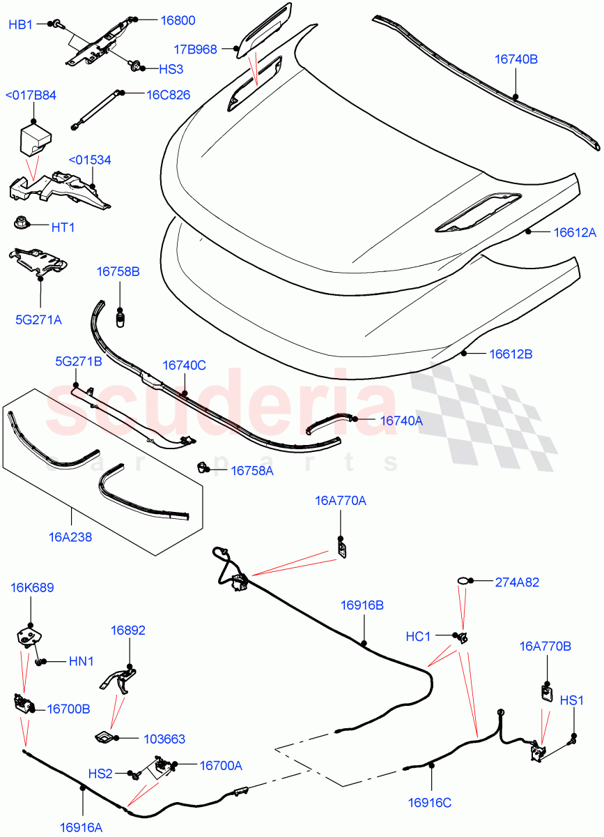 Hood And Related Parts (Halewood (UK)) of Land Rover Land Rover Range Rover Evoque (2019+) [2.0 Turbo Diesel AJ21D4]