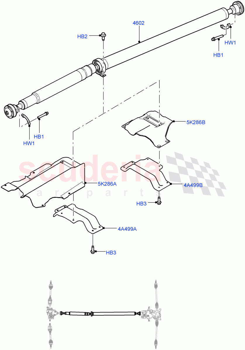 Drive Shaft - Rear Axle Drive (Propshaft) (Halewood (UK), Efficient Driveline) ((V) FROMGH000001, (V) TOKH999999) of Land Rover Land Rover Discovery Sport (2015+) [2.0 Turbo Petrol GTDI]