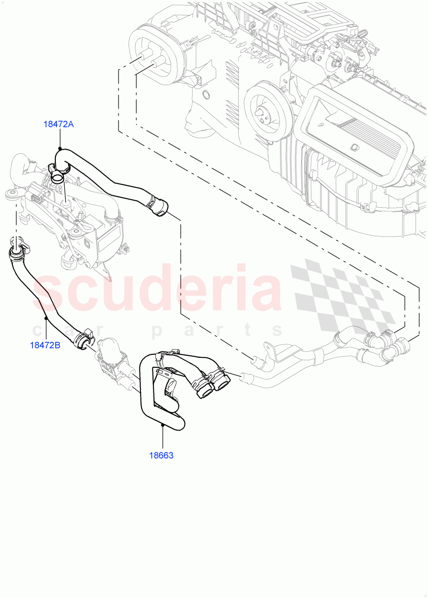 Heater Hoses (Front) (4.4L DOHC DITC V8 Diesel, Park Heating With Remote Control) ((V) TOHA999999) of Land Rover Land Rover Range Rover (2012-2021) [3.0 Diesel 24V DOHC TC]