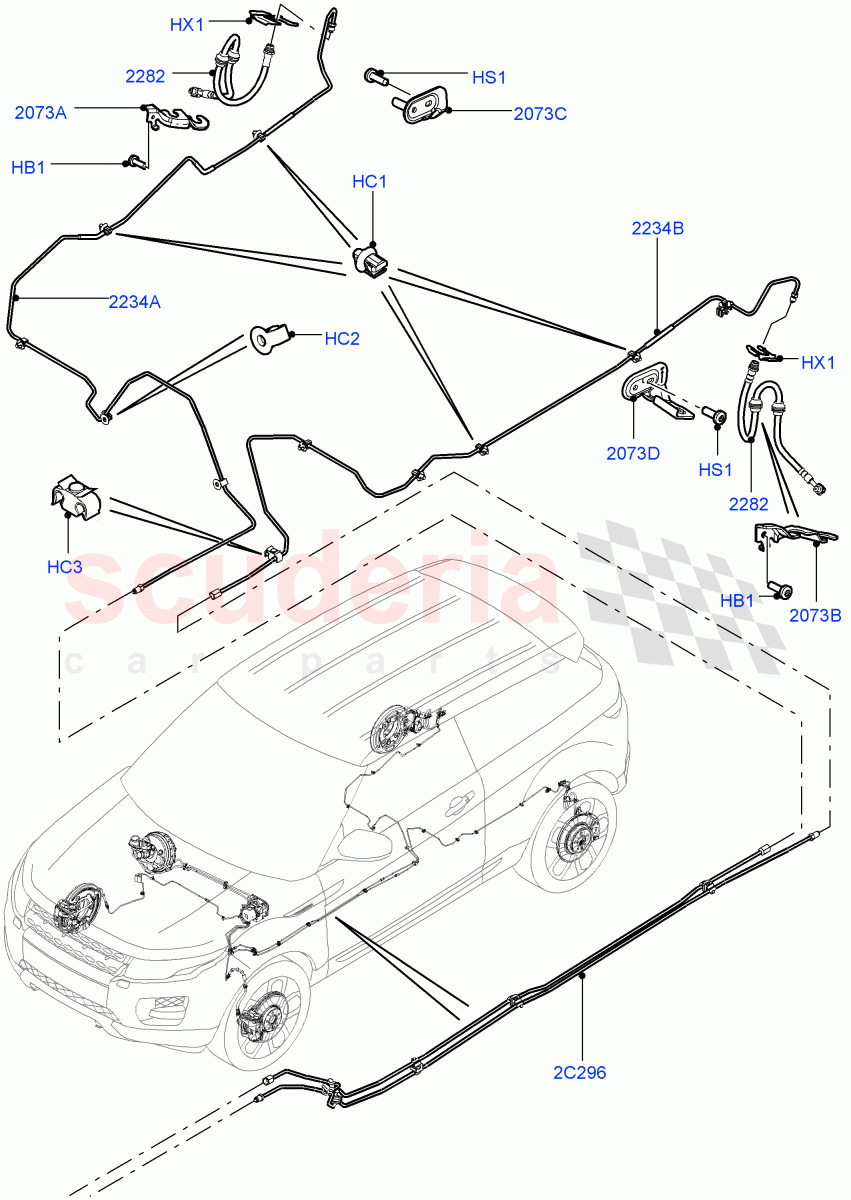 Rear Brake Pipes (Itatiaia (Brazil)) ((V) FROMGT000001) of Land Rover Land Rover Range Rover Evoque (2012-2018) [2.2 Single Turbo Diesel]