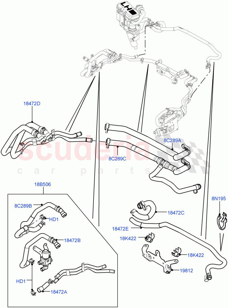 Heater Hoses (4.4L DOHC DITC V8 Diesel, LHD) ((V) FROMBA000001) of Land Rover Land Rover Range Rover (2010-2012) [5.0 OHC SGDI SC V8 Petrol]