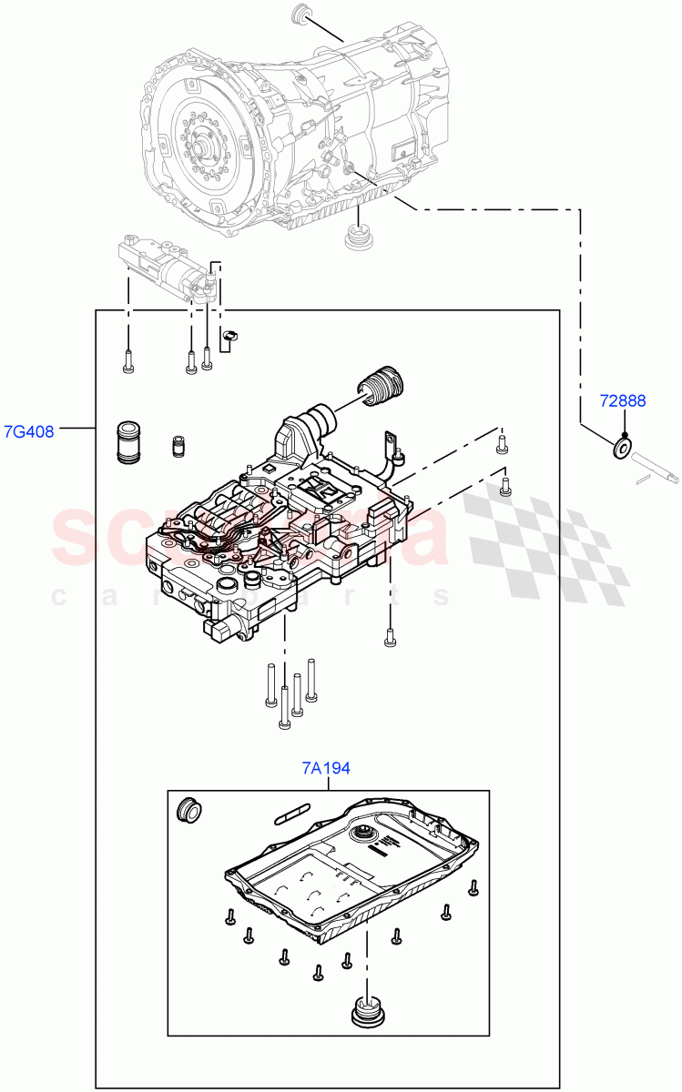 Valve Body - Main Control & Servo's (3.0 V6 Diesel Electric Hybrid Eng, 8 Speed Auto Trans ZF 8HP70 HEV 4WD, 3.0 V6 D Gen2 Mono Turbo, 3.0 V6 D Gen2 Twin Turbo) ((V) FROMFA000001) of Land Rover Land Rover Range Rover Sport (2014+) [5.0 OHC SGDI SC V8 Petrol]
